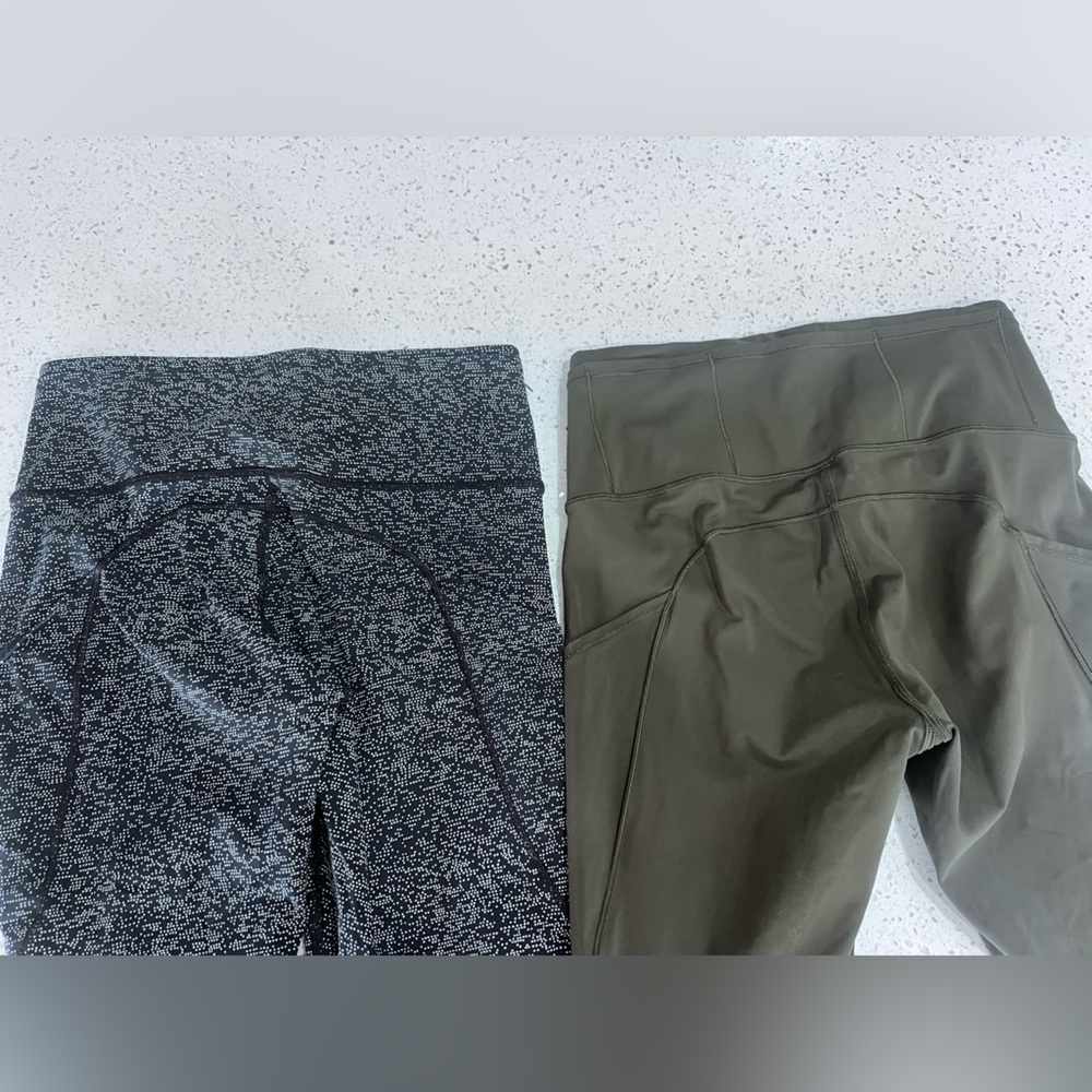 Lululemon Fast & Free Crop I| *Nulux 19" Ever green & Chirasu Black Sz 6 EUC - Picture 4 of 8